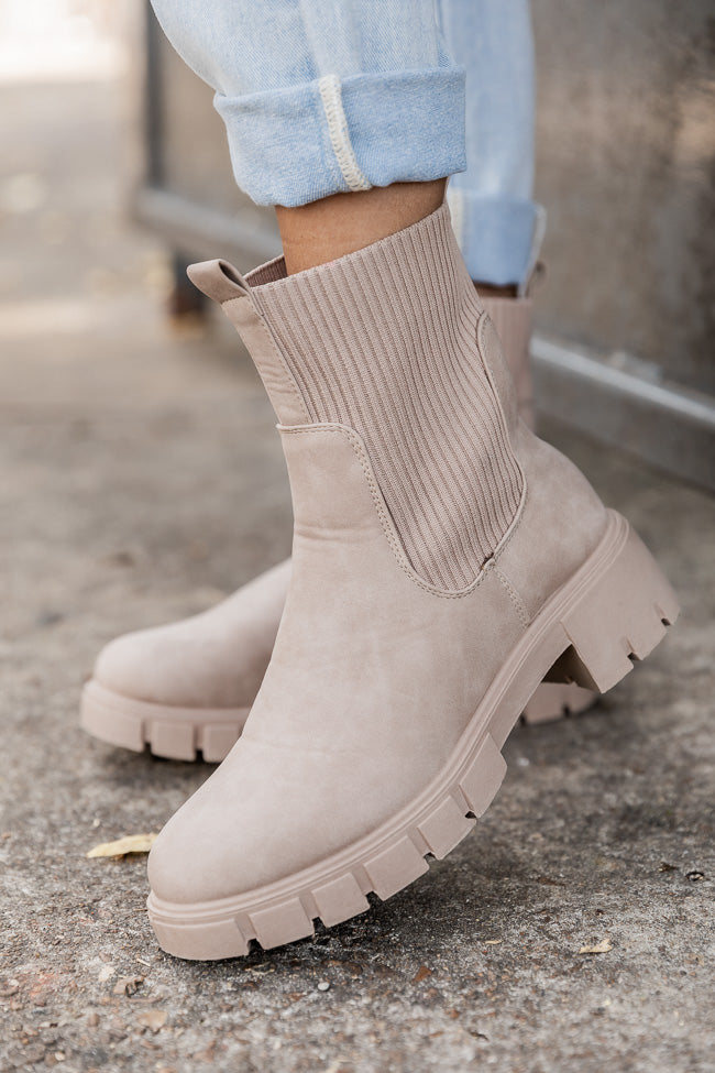 Jazzy Taupe Sock Style Booties FINAL SALE Clearance Recommend