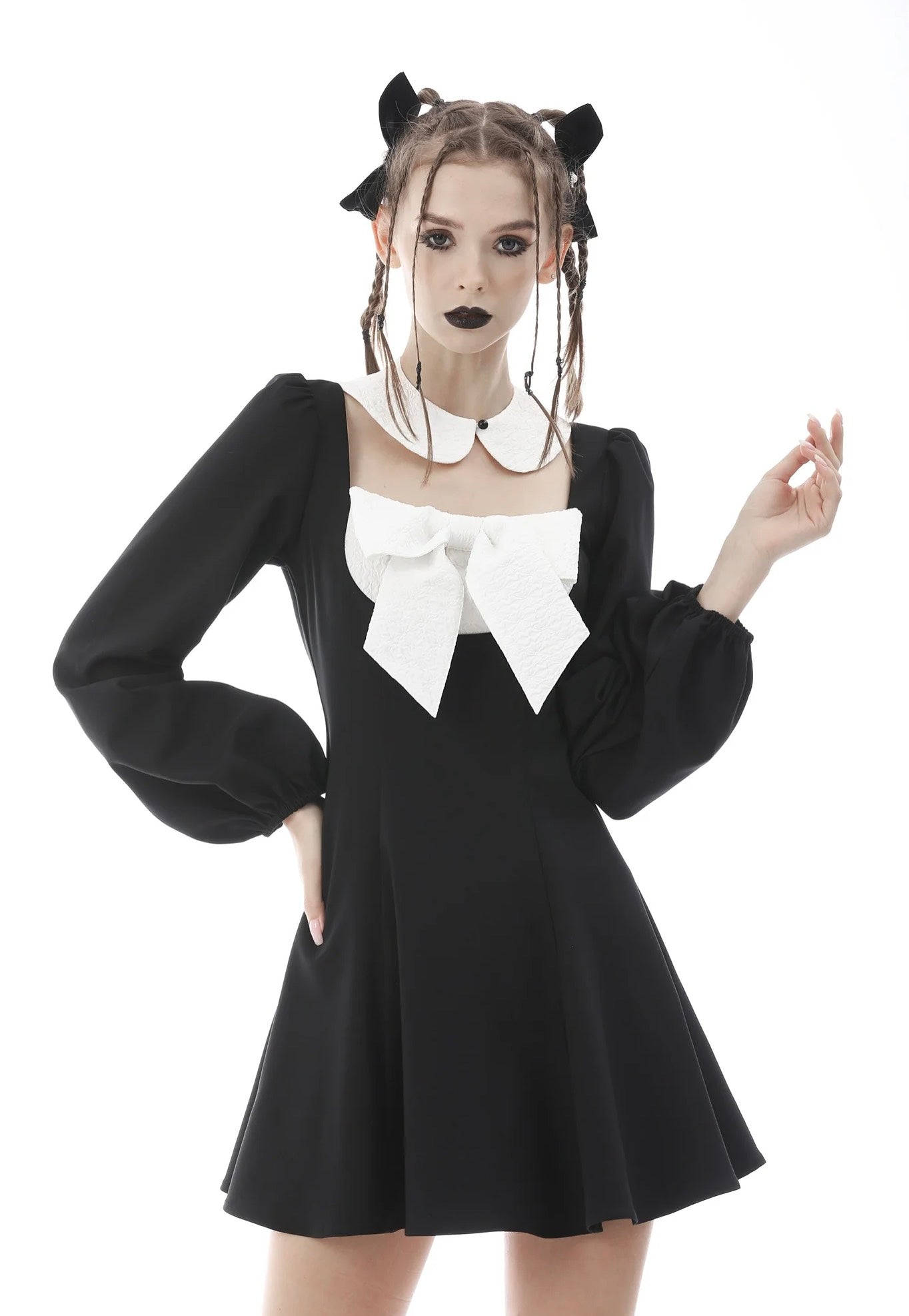 Dark In Love - Gothic Lolita Black White Super Bowknot Black - Dress Outlet Shop Offer