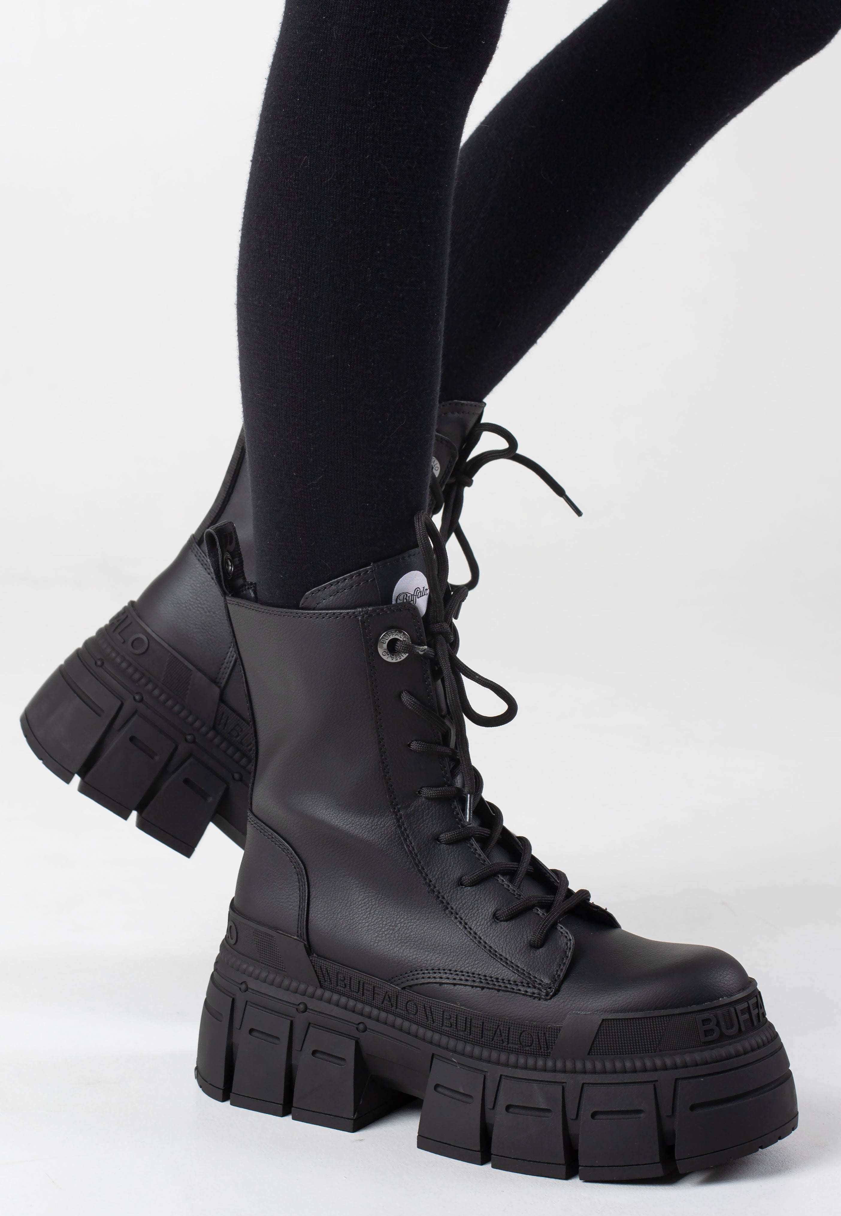 Buffalo - Gospher Lace Up Vegan Nappa Black - Girl Shoes Stockist Online