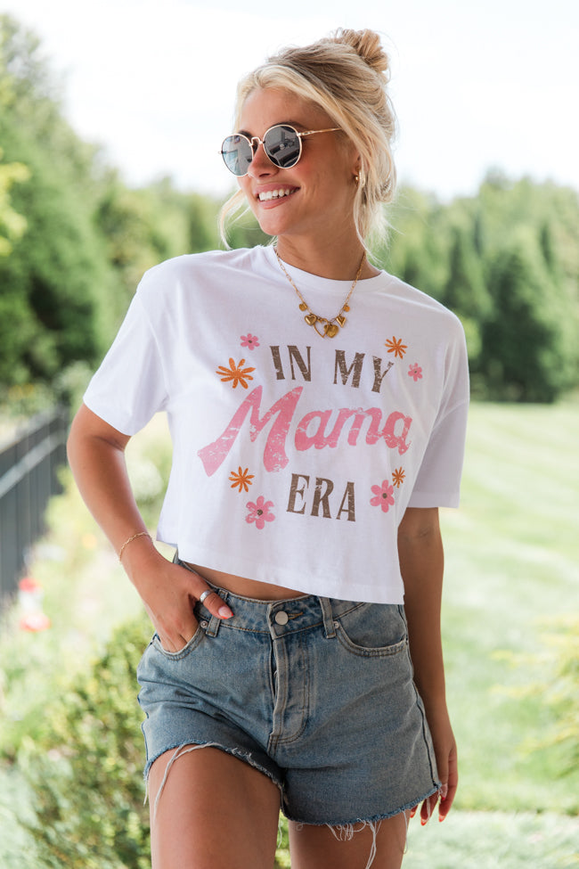 In My Mama Era White Boxy Graphic Tee Discount Popular