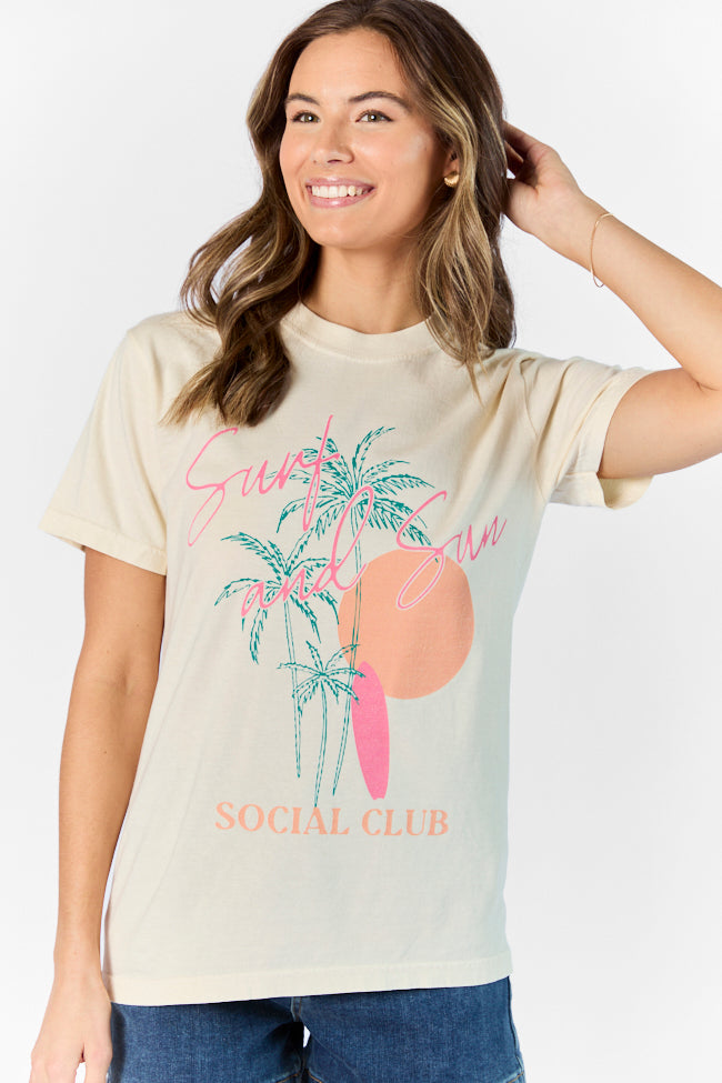 Surf & Sun Club Ivory Comfort Color Graphic Tee Sale Visa Payment