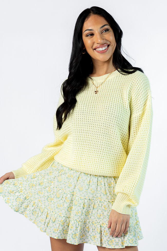 Match My Mood Yellow Textured Crew Neck Sweater Clearance Perfect