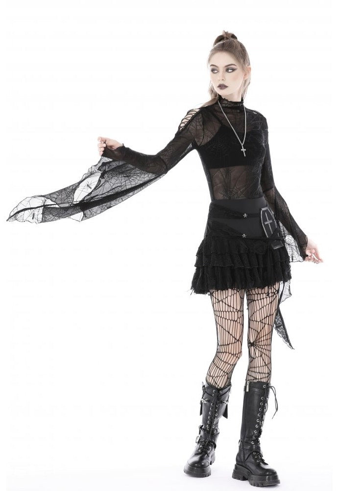 Dark in Love - Punk Spider Mesh Exaggerated Sleeves - Top Fashionable