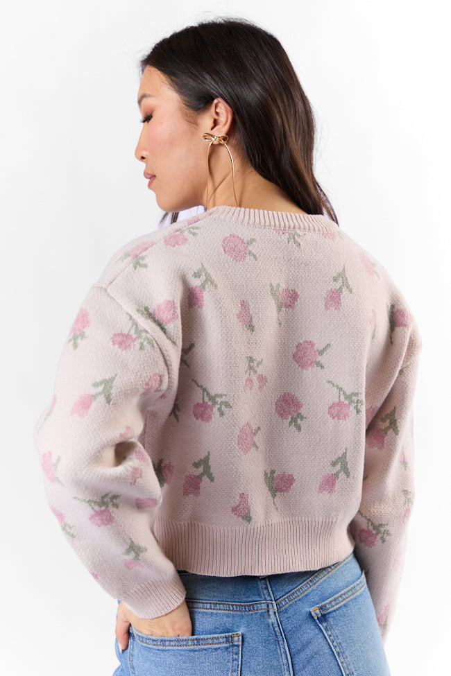 Grand Measures Light Pink Floral Sweater Low Shipping Fee Online