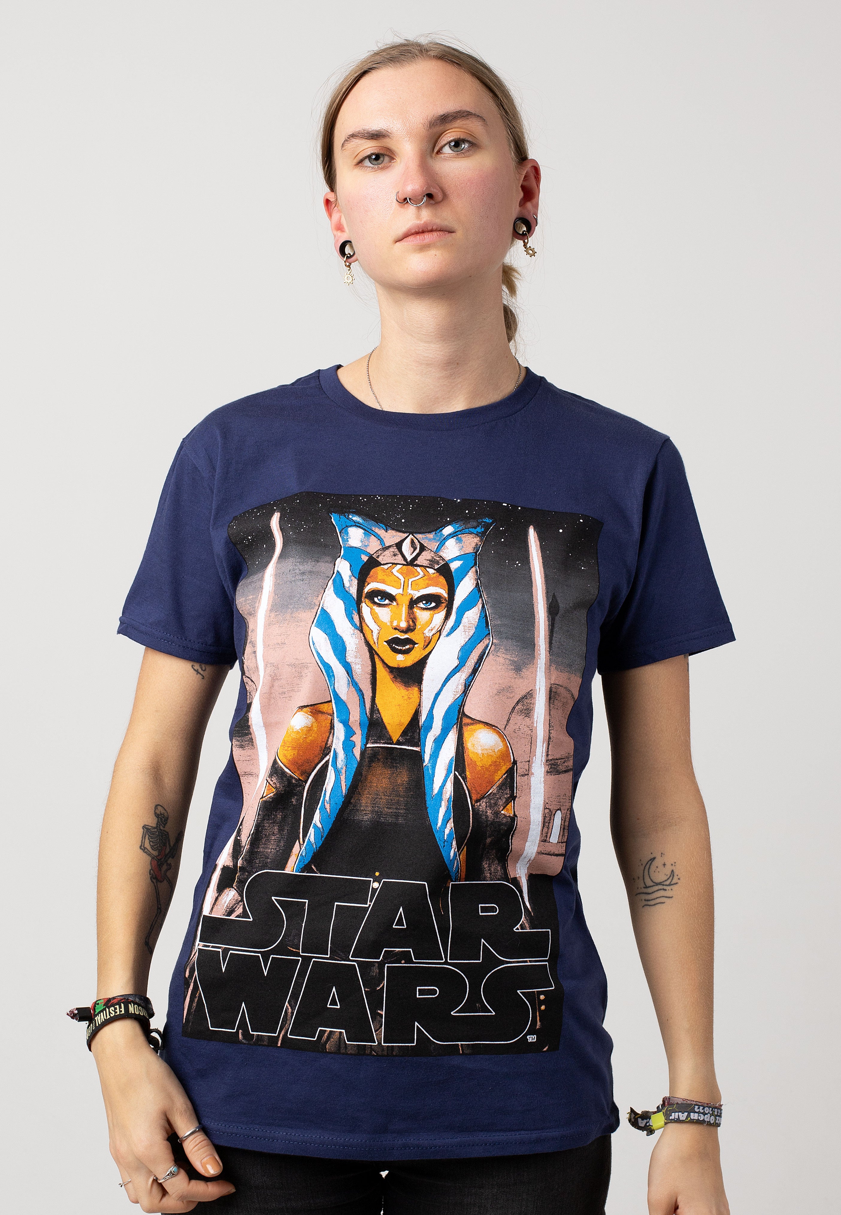 Star Wars - Ahsoka White Blades Navy - T-Shirt Release Dates Sale Online