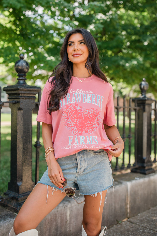 California Strawberry Farms Brick Oversized Graphic Tee Clearance Clearance