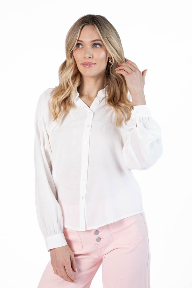 Basic Foundation Ivory Button Down Blouse Get Authentic Sale Online