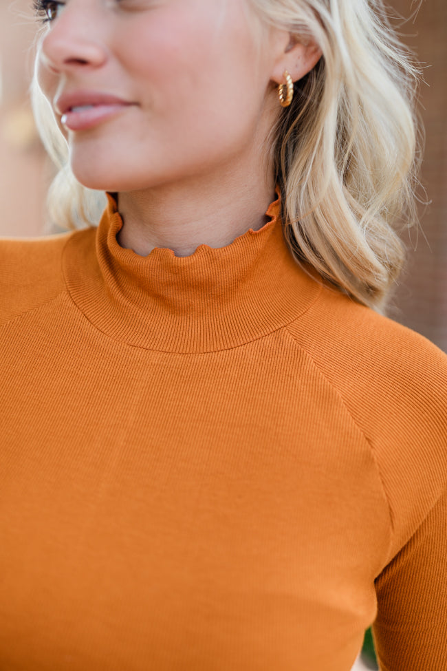 Make Your Choice Camel Ribbed Turtleneck Top FINAL SALE Sale Clearance