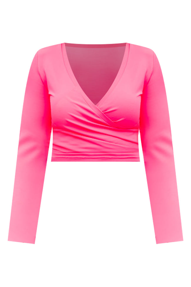 Better Than Ever Hot Pink Active Wrap Top FINAL SALE Latest Sale Online