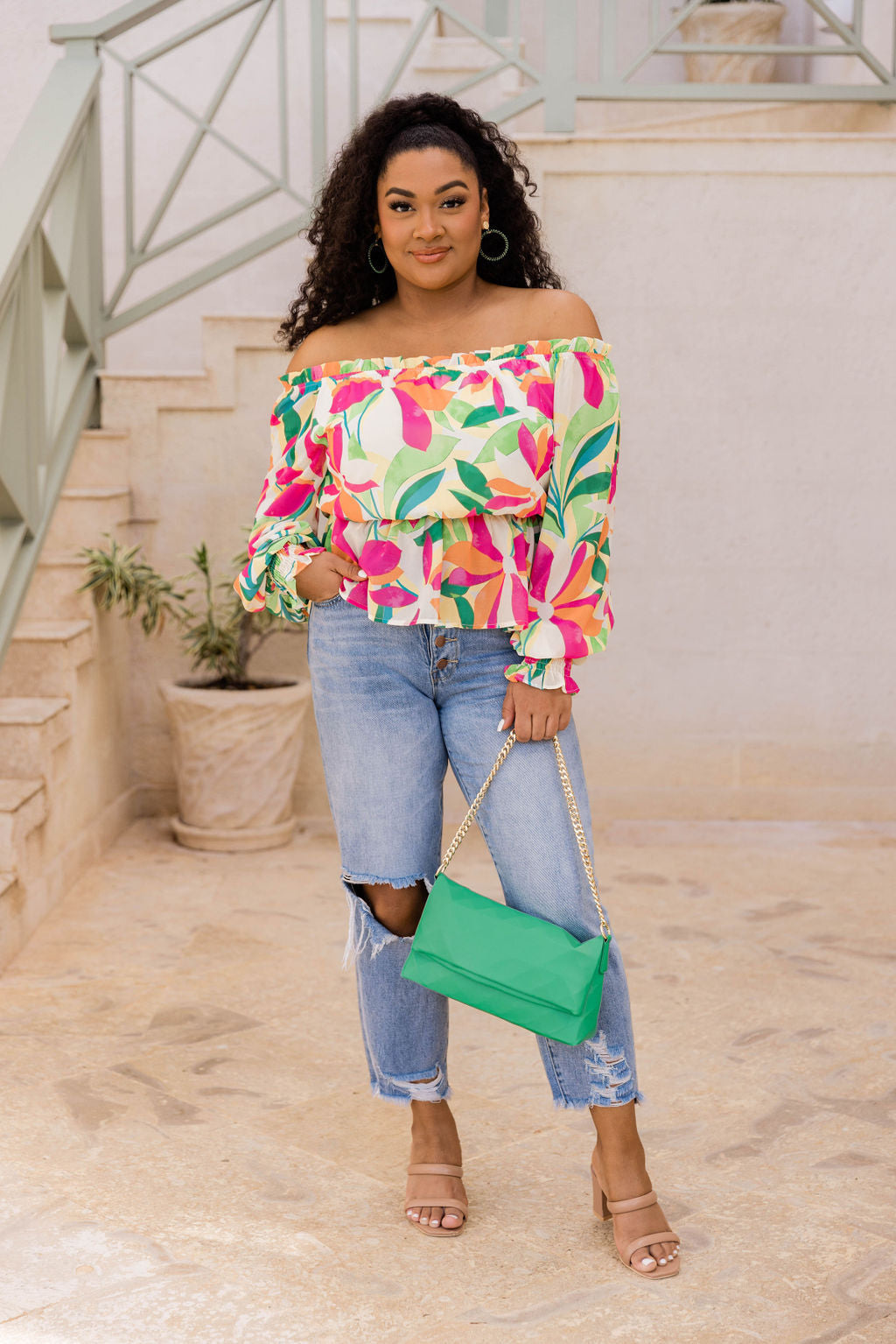 I Found Paradise Multi Off The Shoulder Printed Blouse FINAL SALE 2025 Newest Online