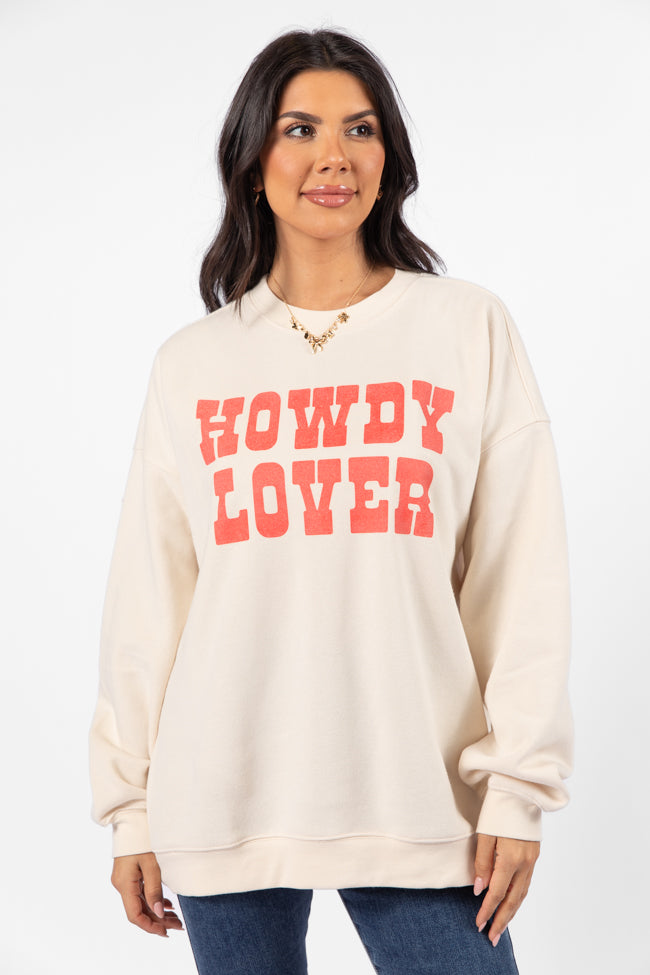 Howdy Lover Cream Oversized Graphic Sweatshirt Wiki Cheap Online