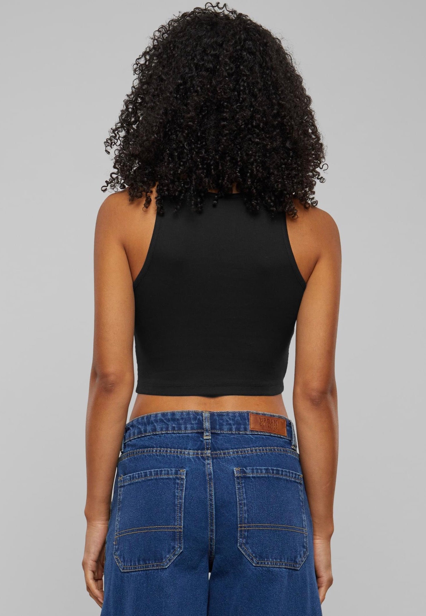 Urban Classics - Ladies Organic Cropped Rib Black - Top Original Online