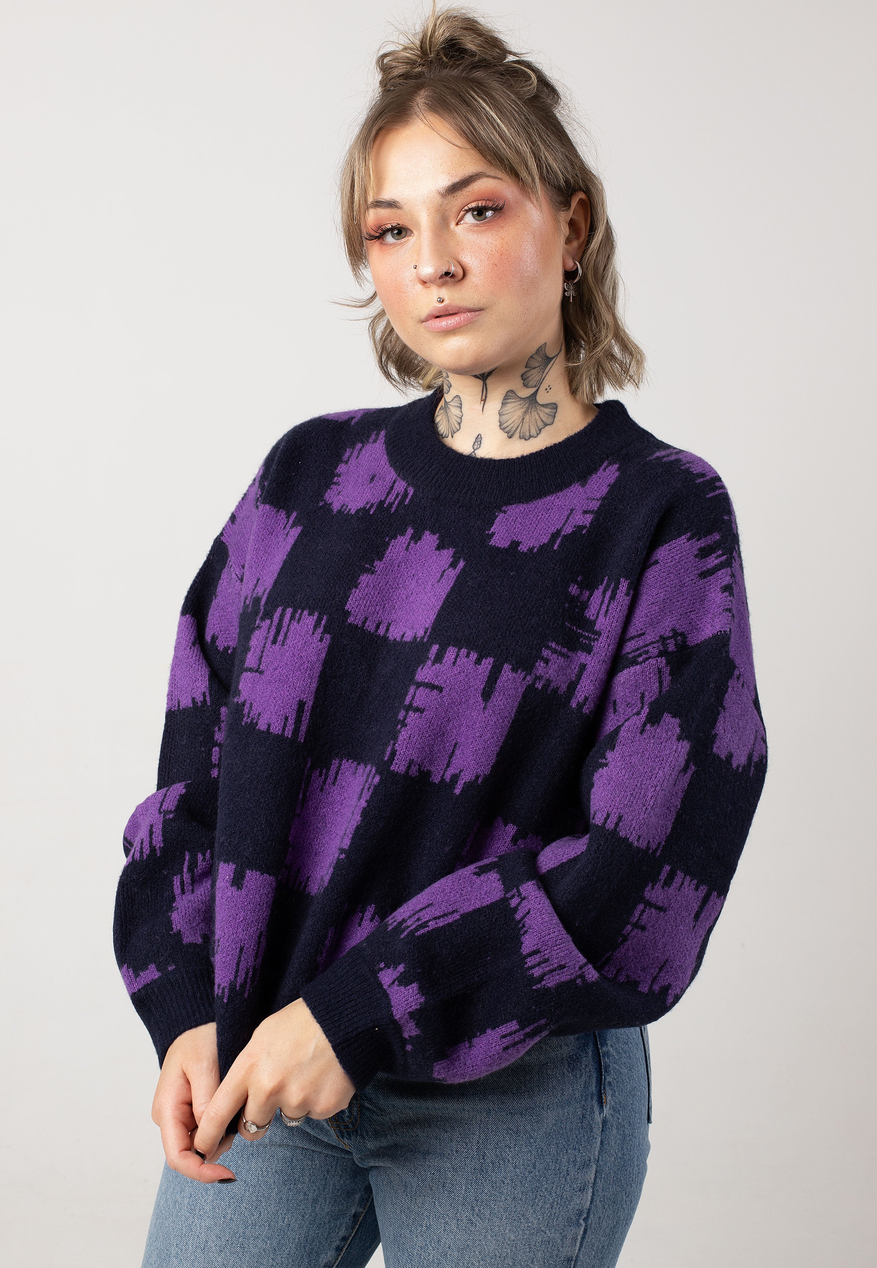 Iriedaily - Boxy Fluff Knit Navy Purple - Pullover Outlet Cheap Pices