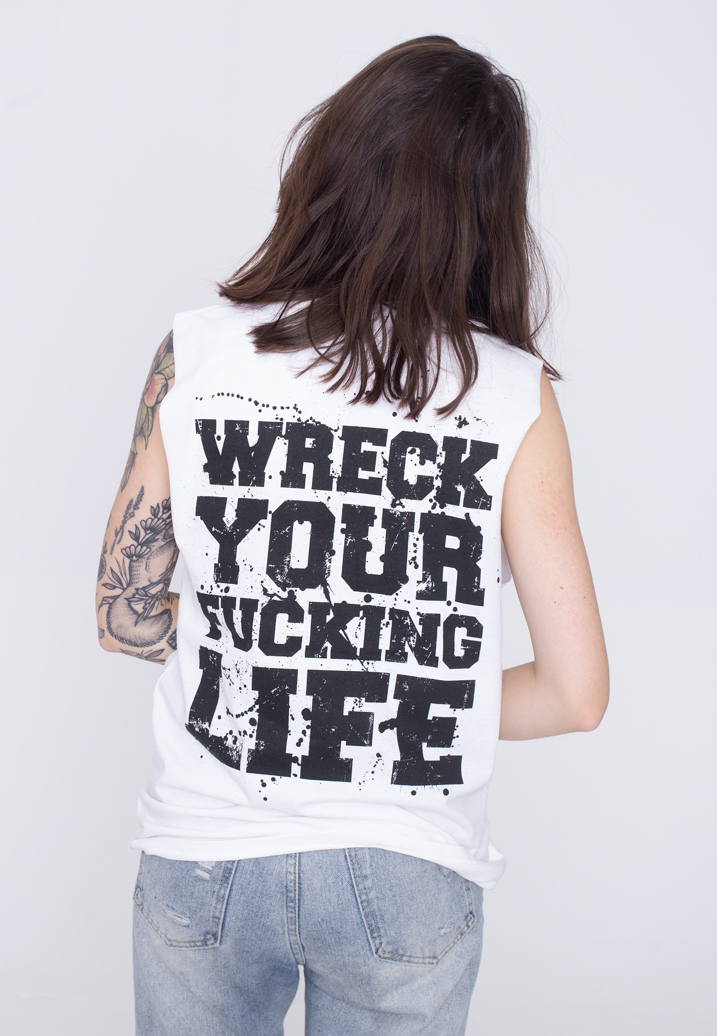 Get The Shot - Wreck Your Life White - Sleeveless View Cheap Online