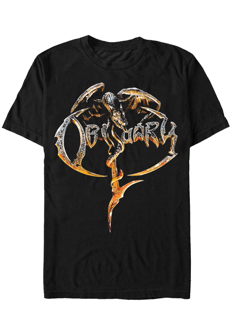 Obituary - Logo/Dragon - T-Shirt Browse For Sale