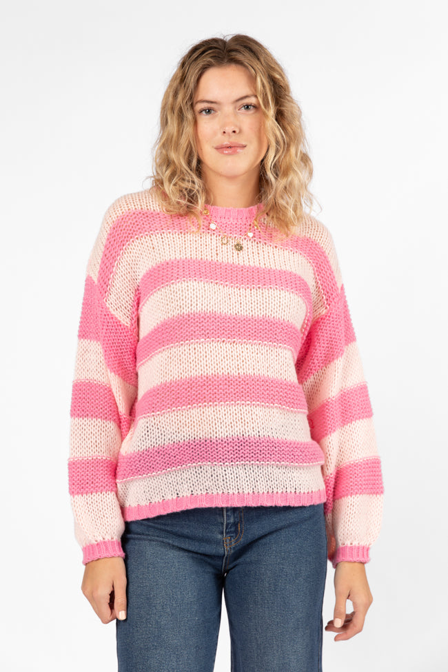 I Always Believe Pink Textured Stripe Sweater FINAL SALE Reliable