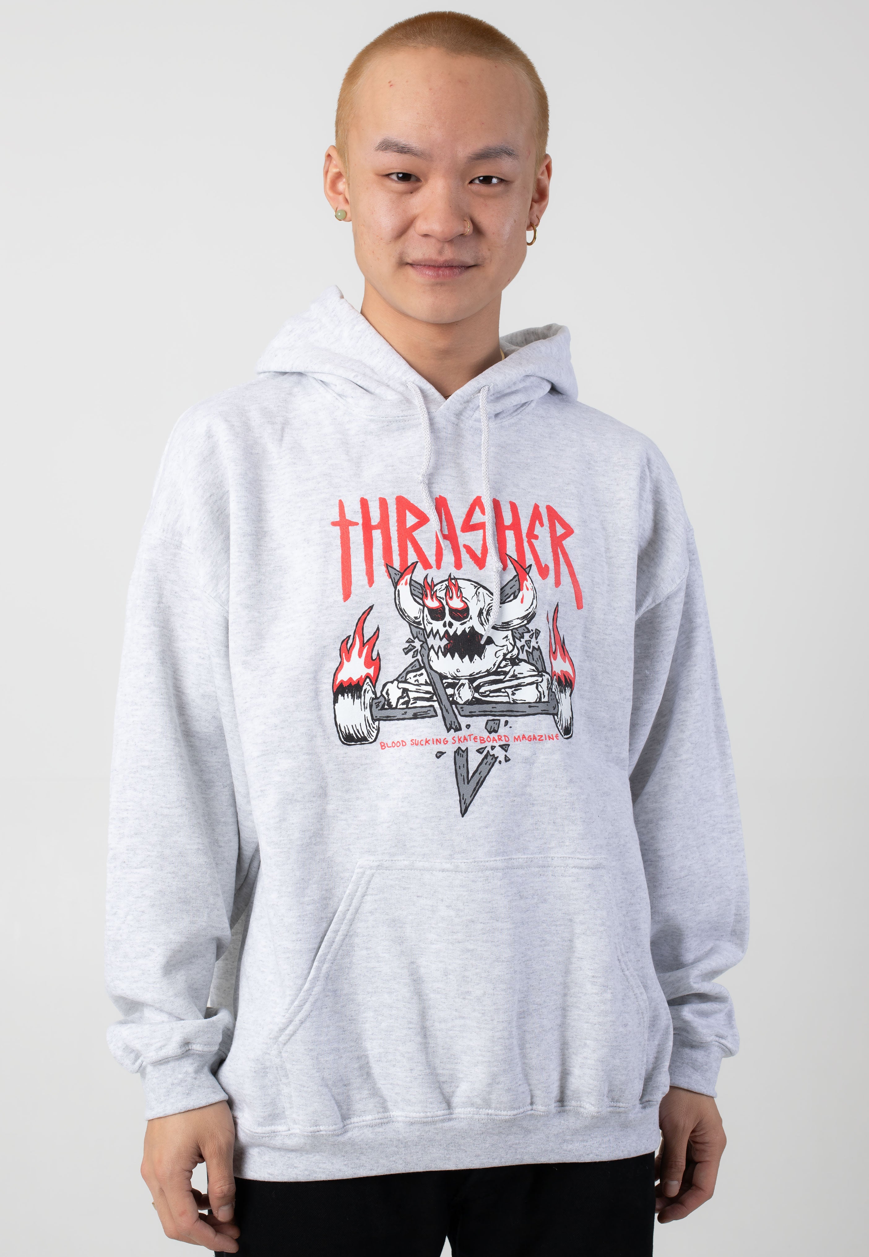 Thrasher x Toy Machine - Monster Gram Ash Grey - Hoodie Outlet Manchester Great Sale