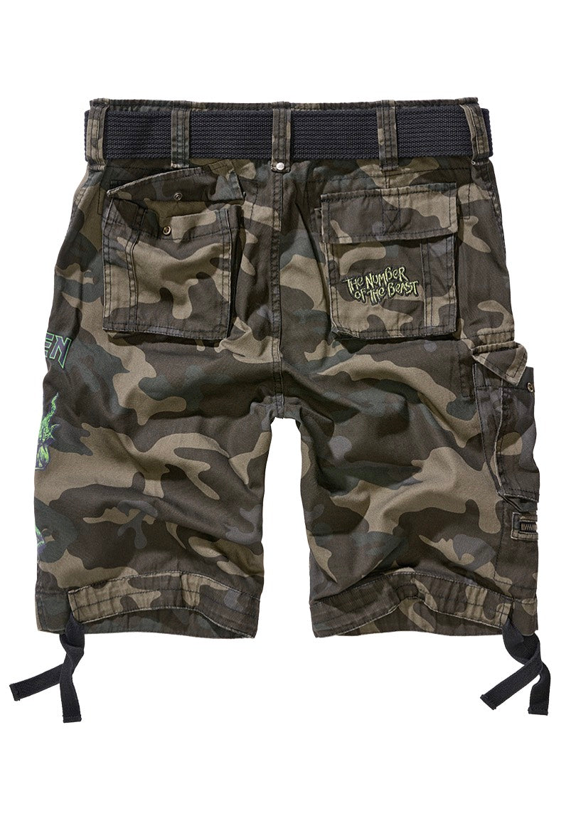 Brandit x Iron Maiden - Savage The Number Of The Beast Darkcamo - Shorts Cheap Brand New Unisex