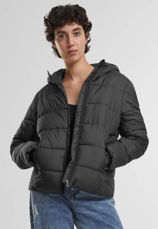 Urban Classics - Ladies Short Puffer With Hood Black - Jacket Cheap Online