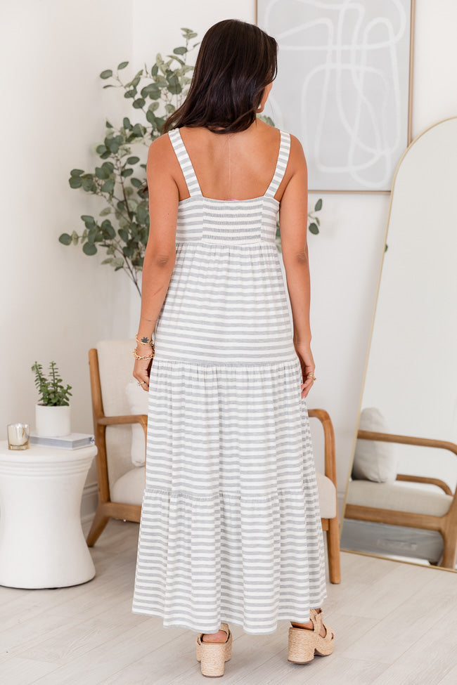 Time For Something Grey Stripe Knit Maxi Dress Outlet Extremely