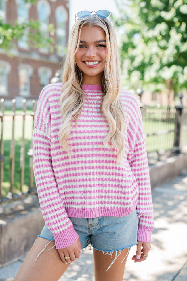 Midnight Dreams Pink Striped Sweater Official Sale Online