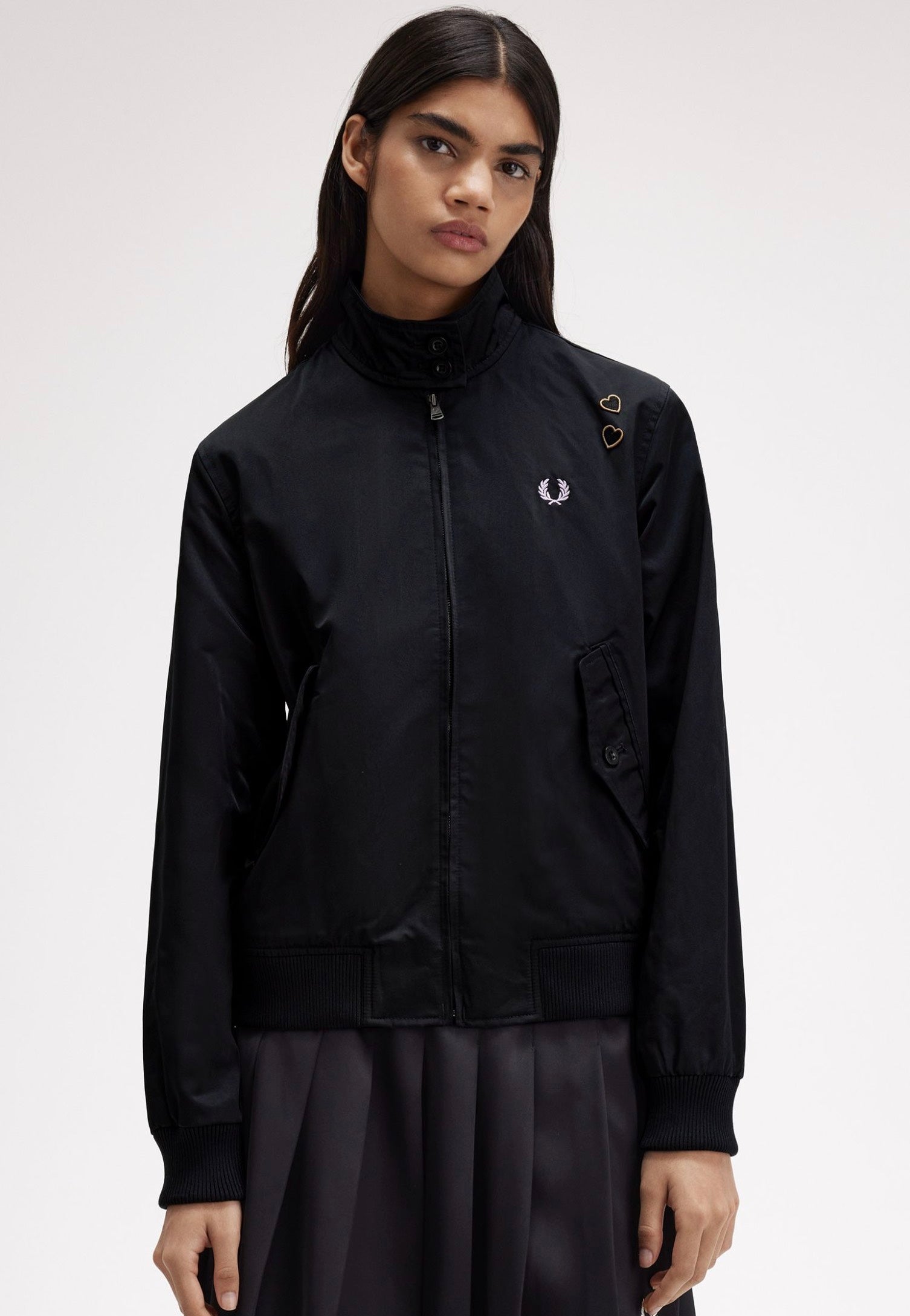 Fred Perry x Amy Winehouse - Zip Through Satin Black - Jacket Enjoy For Sale