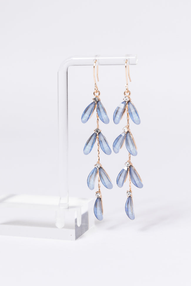 Falling Petals Blue Earrings Free Shipping Very Cheap