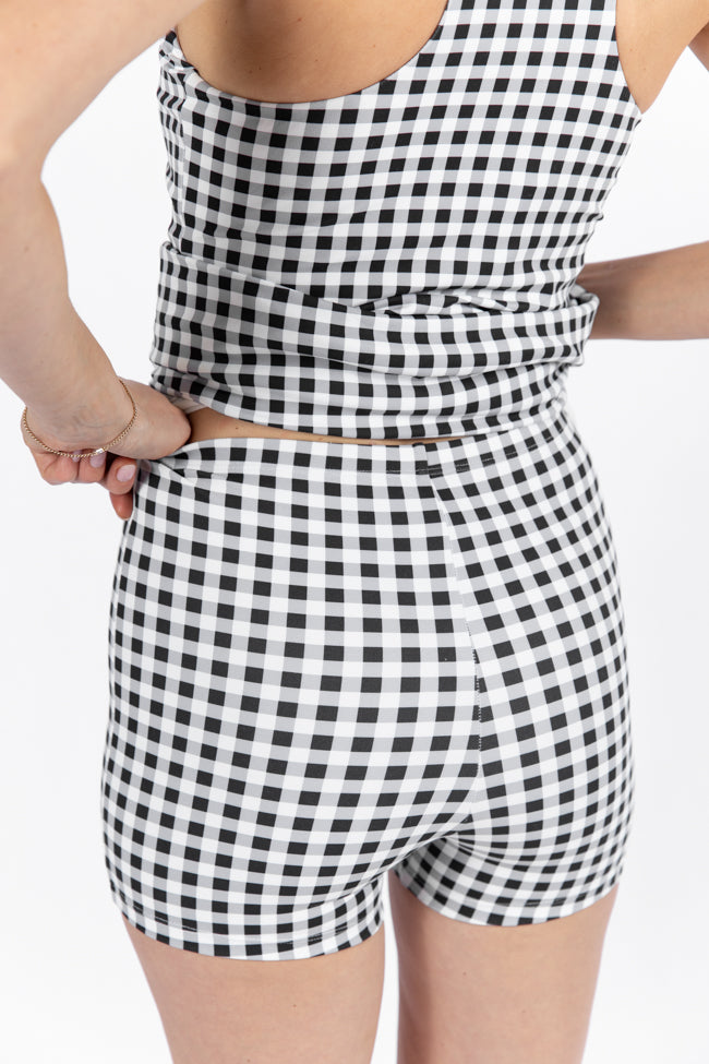 Kick It With Me In Black Gingham Active Dress Sale Sast