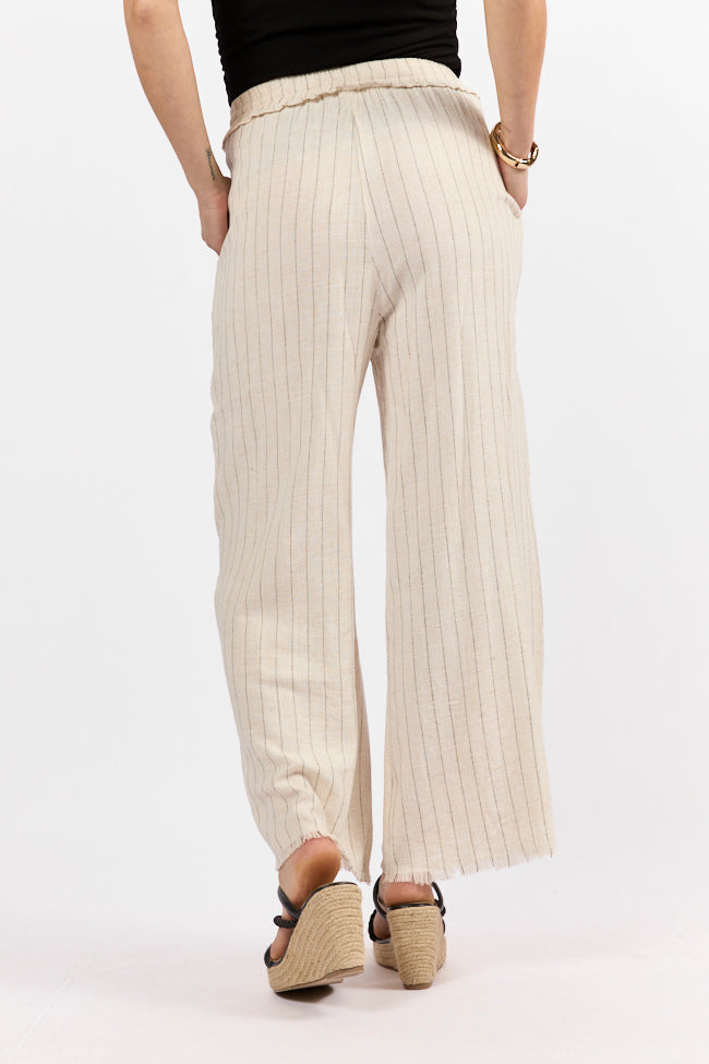 Full Sail Beige Linen Blend Striped Pants Wide Range Of Cheap Online