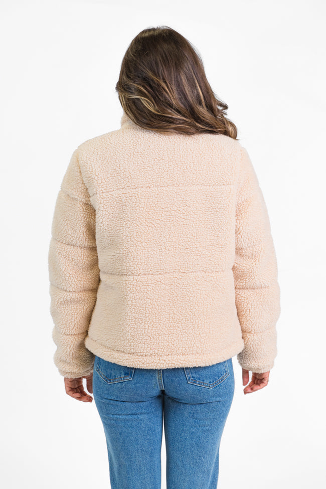 High Road Beige Sherpa Puffer Jacket Cheap Sale Geniue Stockist