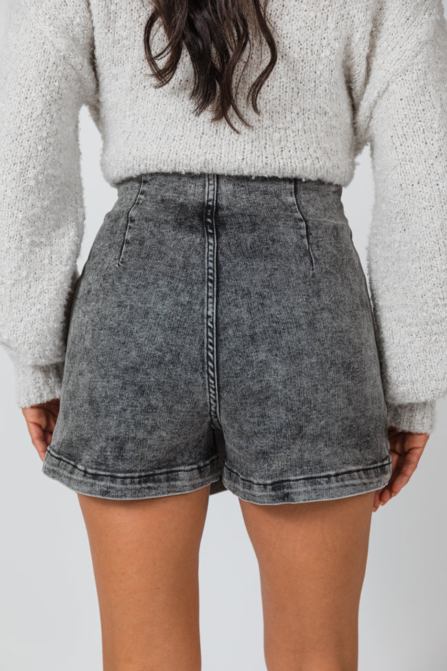 My Favorite Black Acid Wash Denim Skort Sale Real