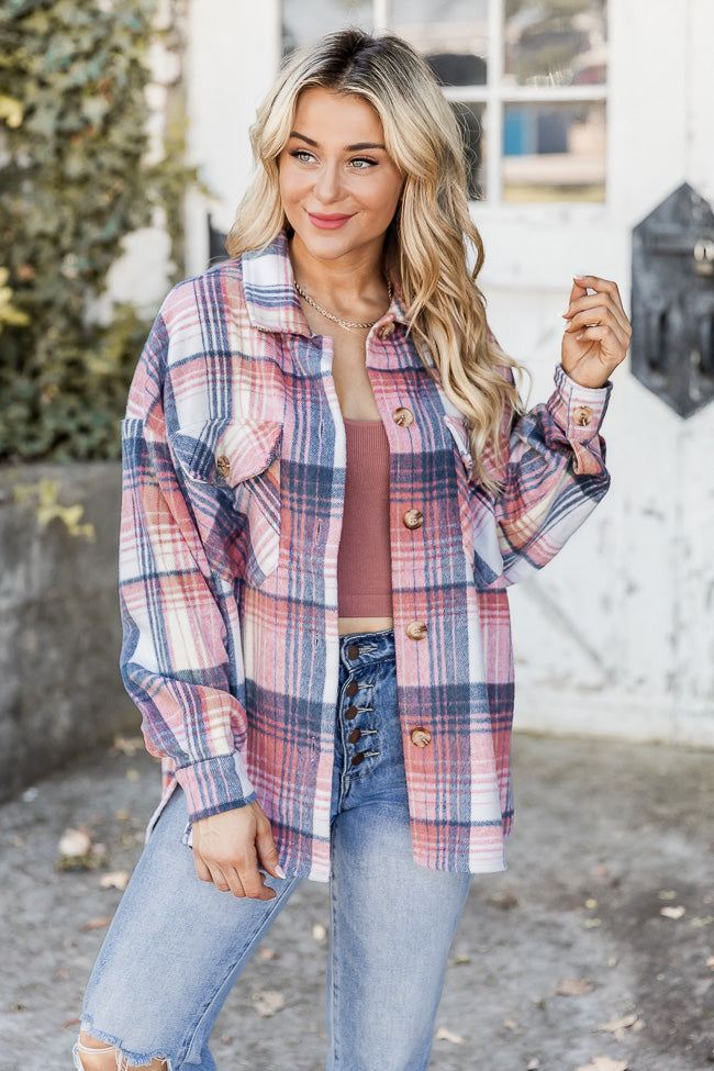 Good Guess Pink Multi Oversized Plaid Shacket FINAL SALE Free Shipping Big Sale