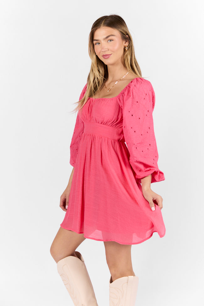 Beautiful Thoughts Pink Lace Sleeve Mini Dress Buy Cheap Footlocker