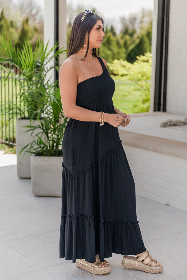 There In My Mind Black One Shoulder Dress Clearance Websites