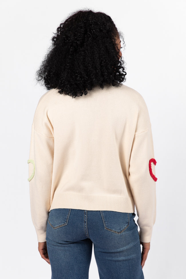 Heart On My Sleeve Cream Multicolor Sweater FINAL SALE Outlet Choice