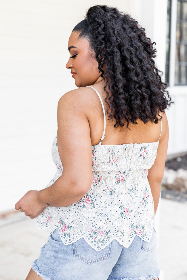 Heartbreak Proof Beige Eyelet Lace Floral Tank Cheap Genuine