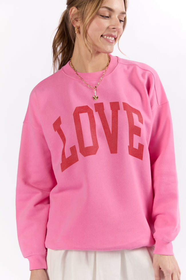 Love Block Pink Oversized Graphic Sweatshirt Cheap Sale Visit New