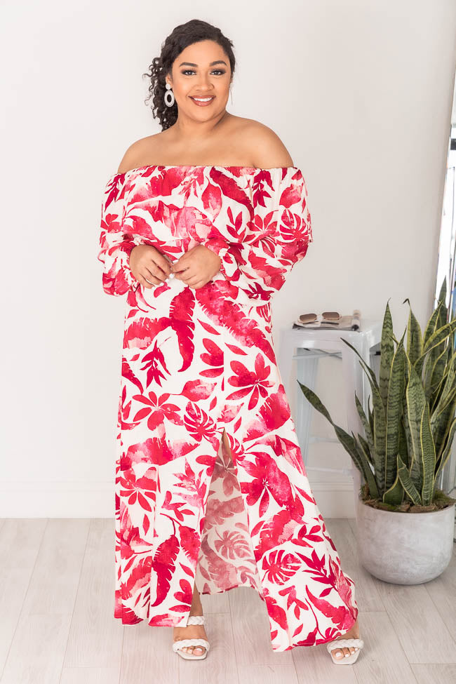 Passport To Paradise Pink/White Printed Maxi Skirt FINAL SALE Real Online