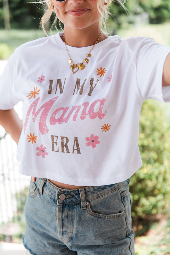 In My Mama Era White Boxy Graphic Tee Discount Popular