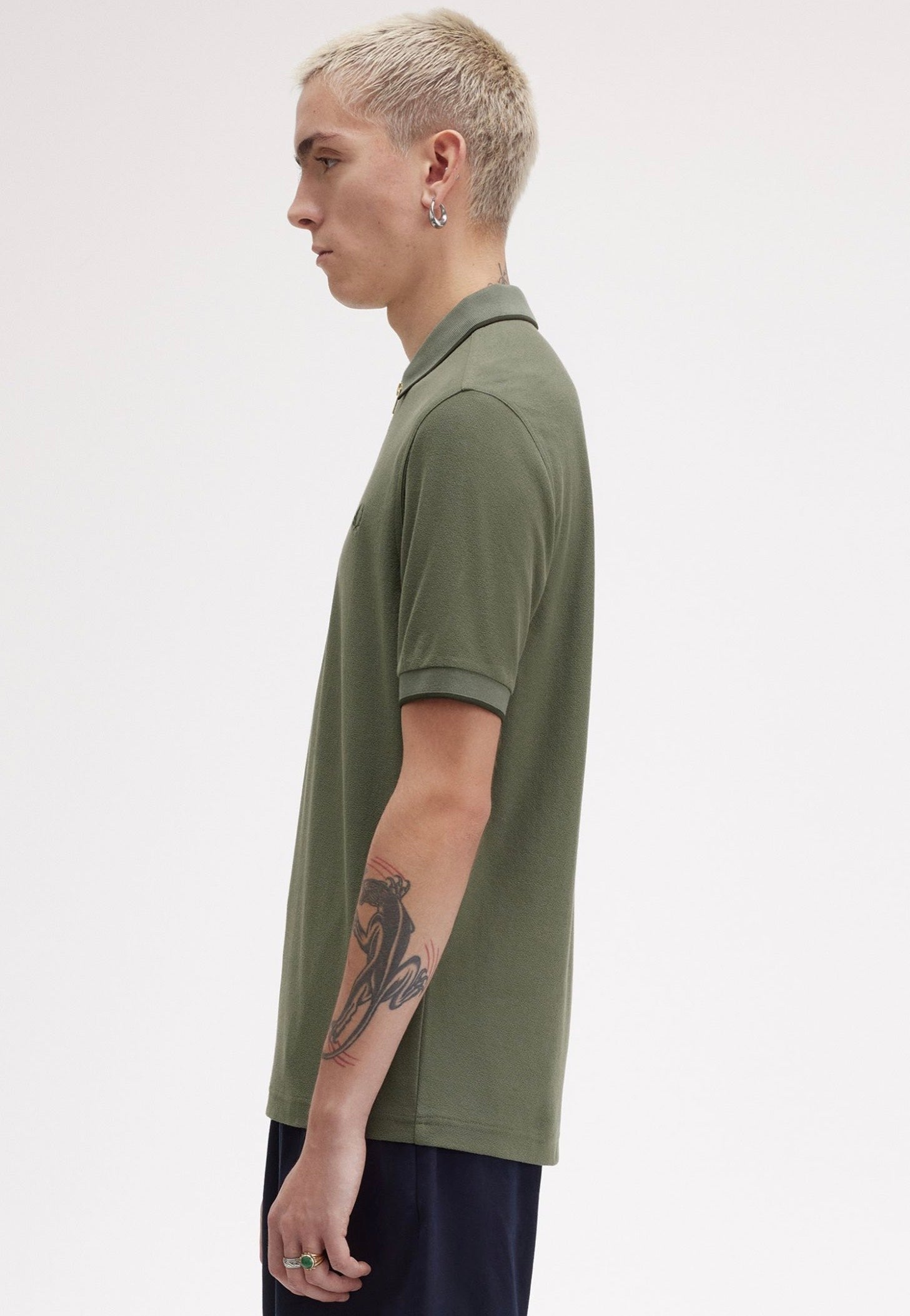 Fred Perry - Crepe Pique Zip Neck Laurel Wreath Green - Polo Quality From China Cheap