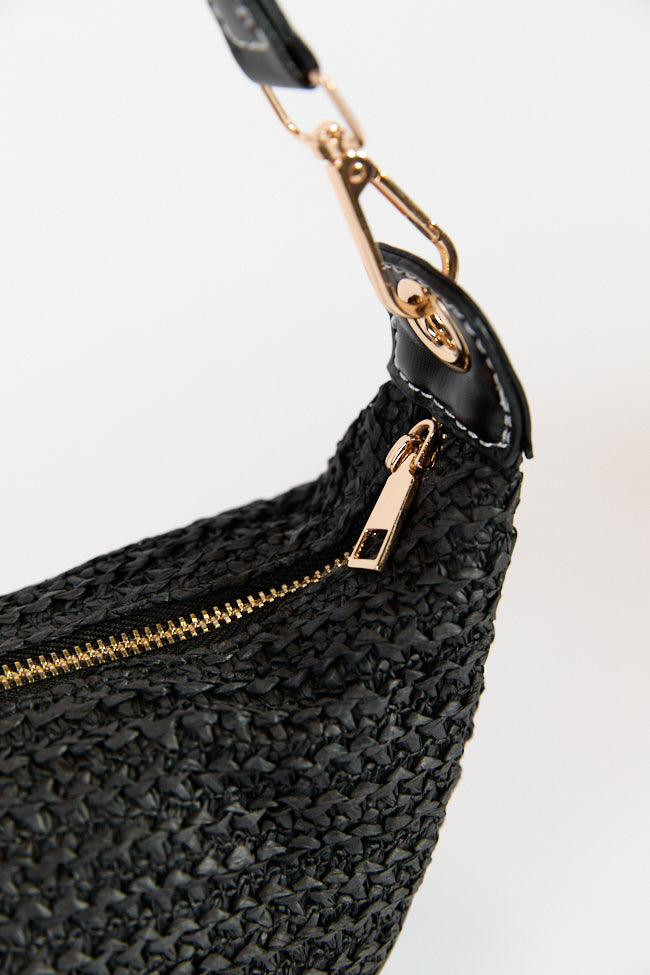 Kelly Black Raffia Crossbody Purse Clearance Pre Order