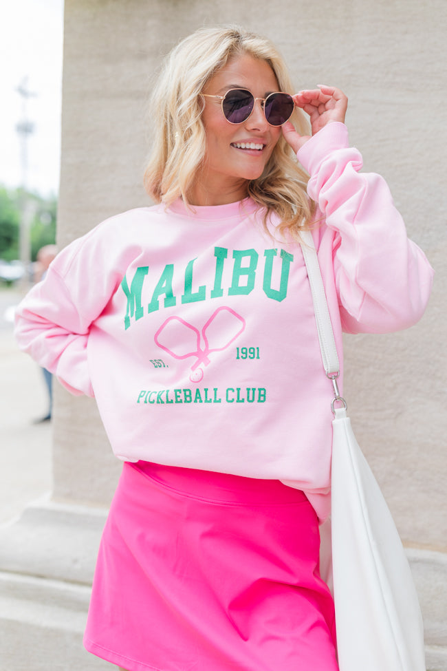 Malibu Pickleball Light Pink Oversized Graphic Sweatshirt Cheap Pice Original