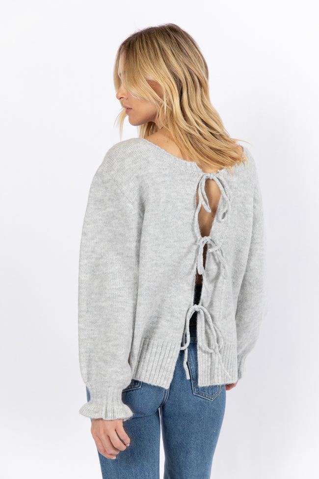 Versatile Feelings Grey Reversible Tie Detail Sweater Cardigan Cheap Online Store