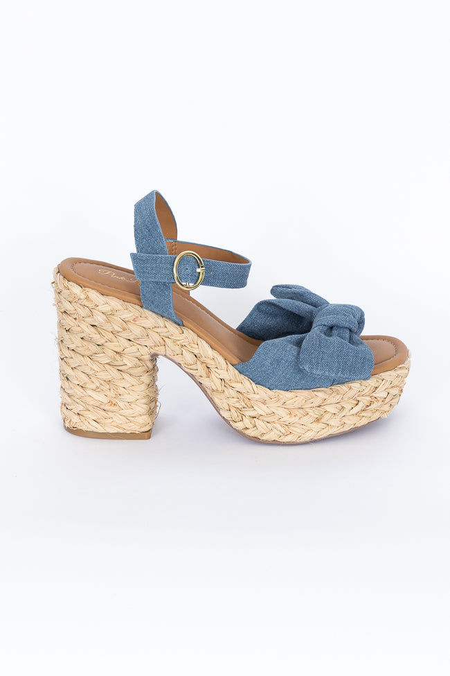 Kacey Chambray Bow Woven Heels Cheapest Pice Sale Online