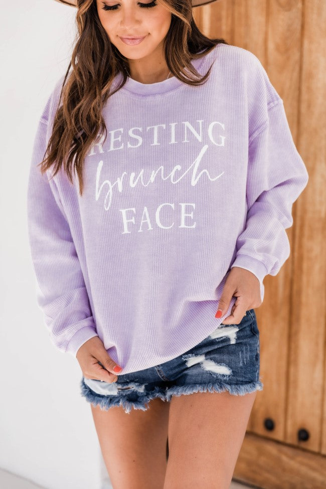 Resting Brunch Face Lilac Corded Graphic Sweatshirt FINAL SALE With Credit Card Cheap Online