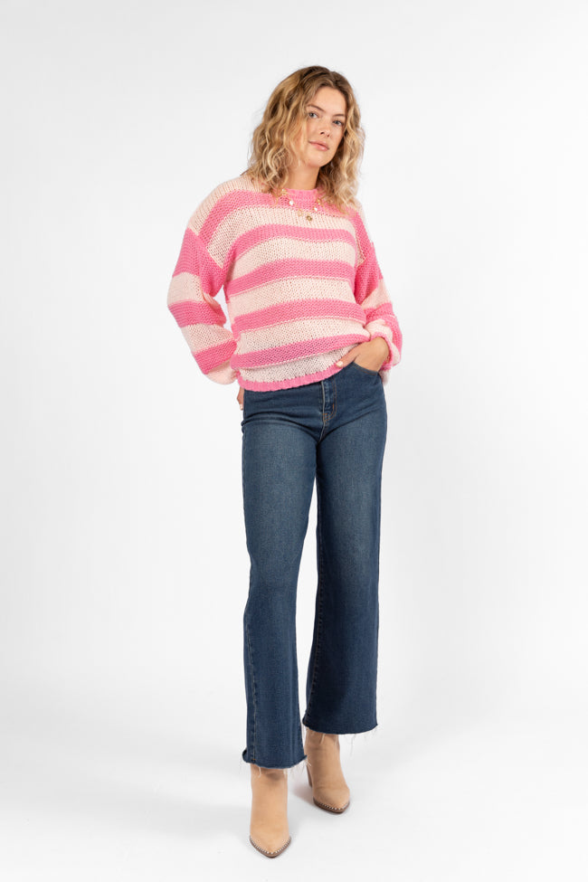 I Always Believe Pink Textured Stripe Sweater FINAL SALE Reliable