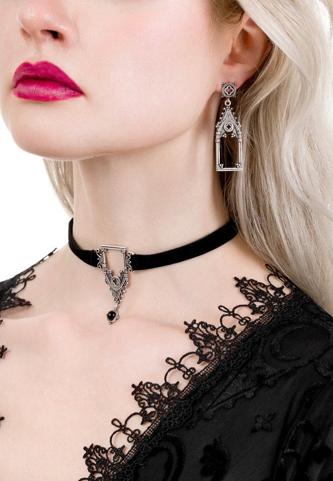 Restyle - Cathedralis Velvet Collar Black/Silver - Choker Inexpensive Sale Online