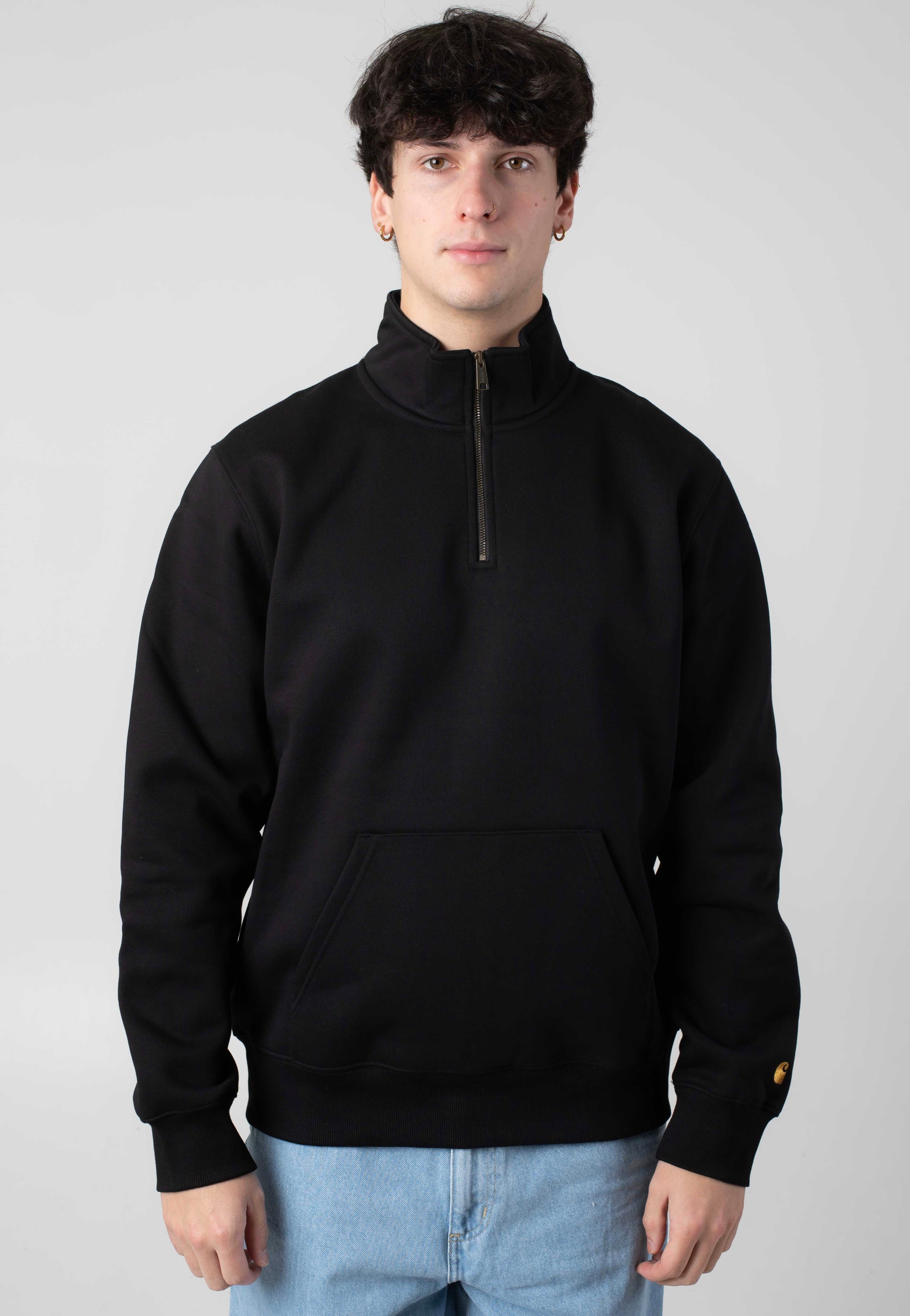 Carhartt WIP - Chase Neck Zip Black/Gold - Sweater Discount Manchester