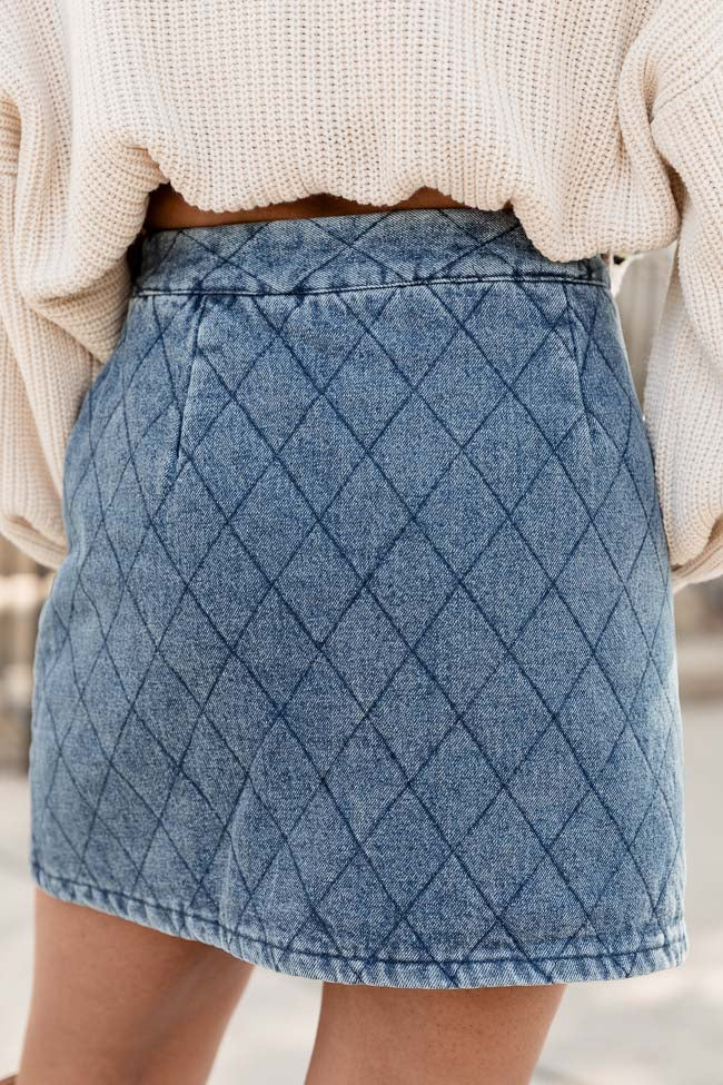 Greatest Way Quilted Chambray Mini Skirt FINAL SALE Collections Cheap Online