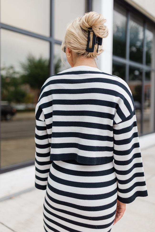 Feels Like Love Black and White Striped Dress and Cardigan Set FINAL SALE Supply